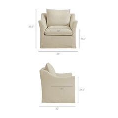 Somerset Linen Blend Slipcovered Armchair - Ornate Home