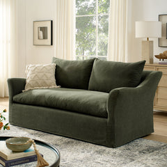 Somerset Sage 70" Linen Blend Slipcovered Loveseat - Ornate Home