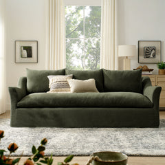 Somerset Sage 92" Linen Blend Slipcovered Sofa - Ornate Home