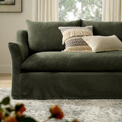 Somerset Sage 92" Linen Blend Slipcovered Sofa - Ornate Home