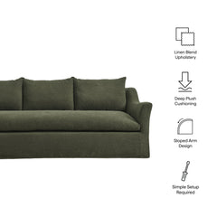 Somerset Sage 92" Linen Blend Slipcovered Sofa - Ornate Home