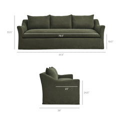 Somerset Sage 92" Linen Blend Slipcovered Sofa - Ornate Home