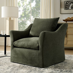 Somerset Sage Linen Blend Slipcovered Armchair - Ornate Home