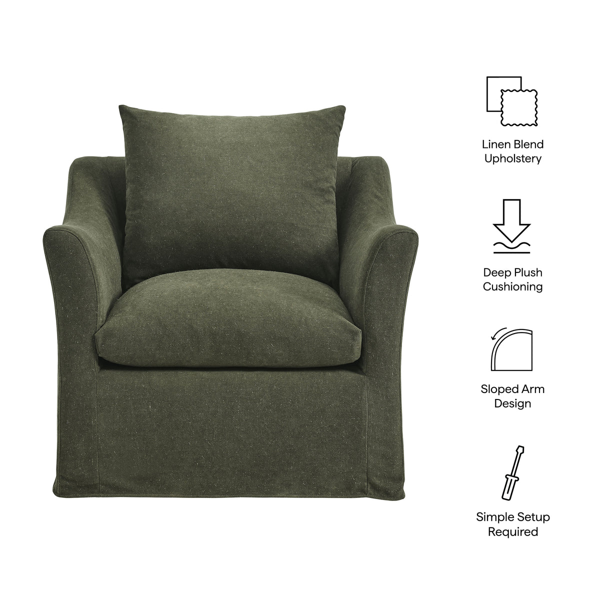 Somerset Sage Linen Blend Slipcovered Armchair - Ornate Home