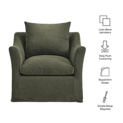 Somerset Sage Linen Blend Slipcovered Armchair - Ornate Home