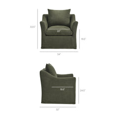 Somerset Sage Linen Blend Slipcovered Armchair - Ornate Home