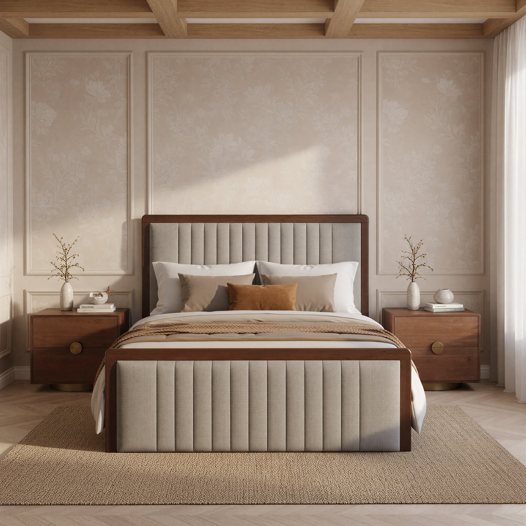 Somune Gray & Walnut Queen Bed - Ornate Home