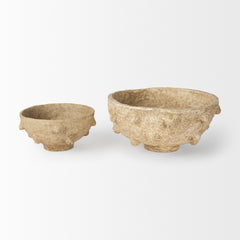 Sonam Beige Paper Mache Spiked Bowls (Set of 2) - Ornate Home