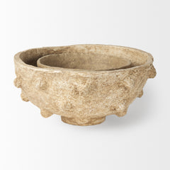 Sonam Beige Paper Mache Spiked Bowls (Set of 2) - Ornate Home