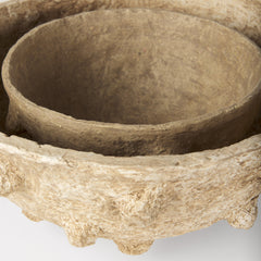 Sonam Beige Paper Mache Spiked Bowls (Set of 2) - Ornate Home