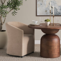 Sondra Beige Barrel Back Dining Arm Chair