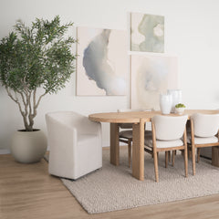 Sondra Oatmeal Barrel Back Dining Arm Chair