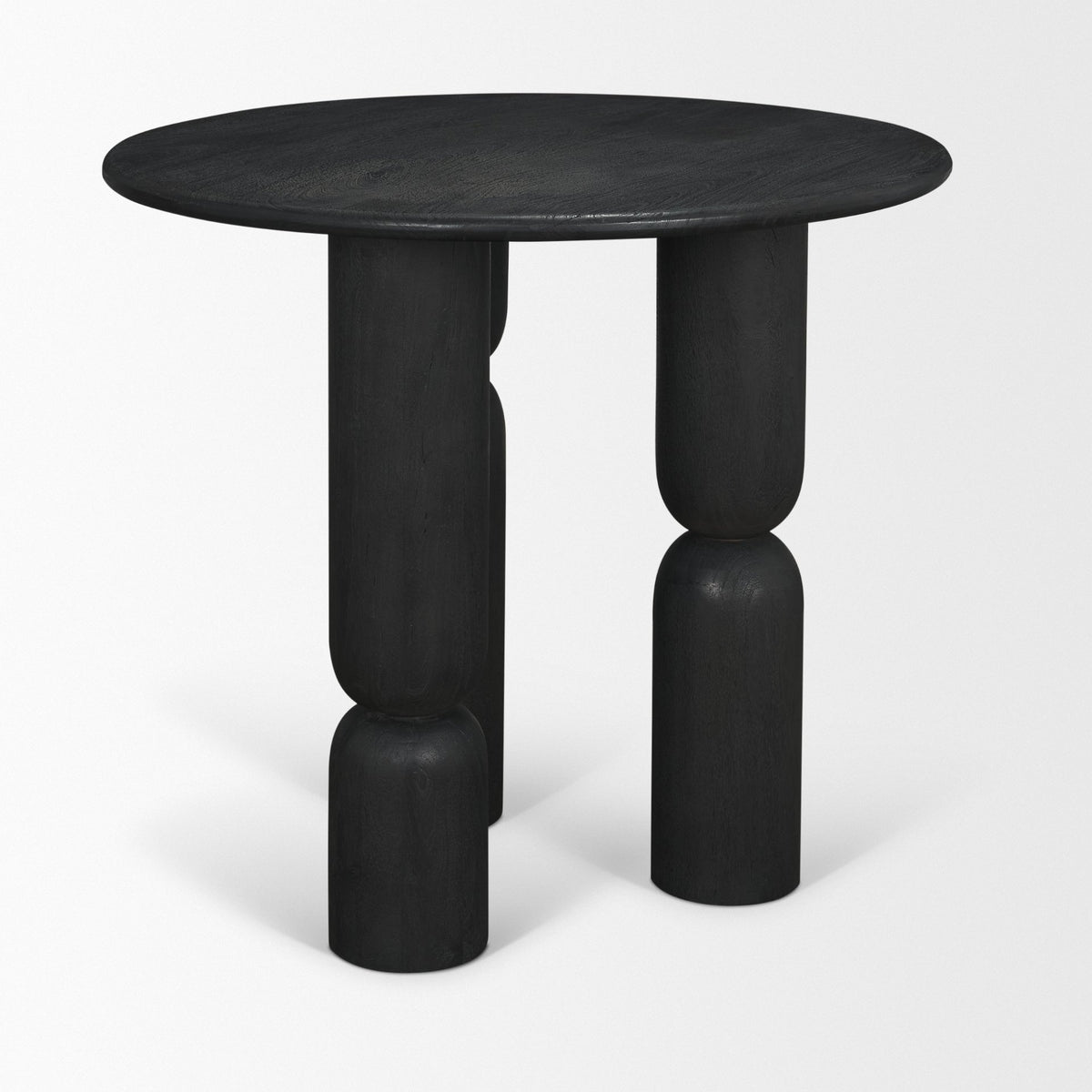 Sonel Matte Black Wood Pedestal Foyer Table
