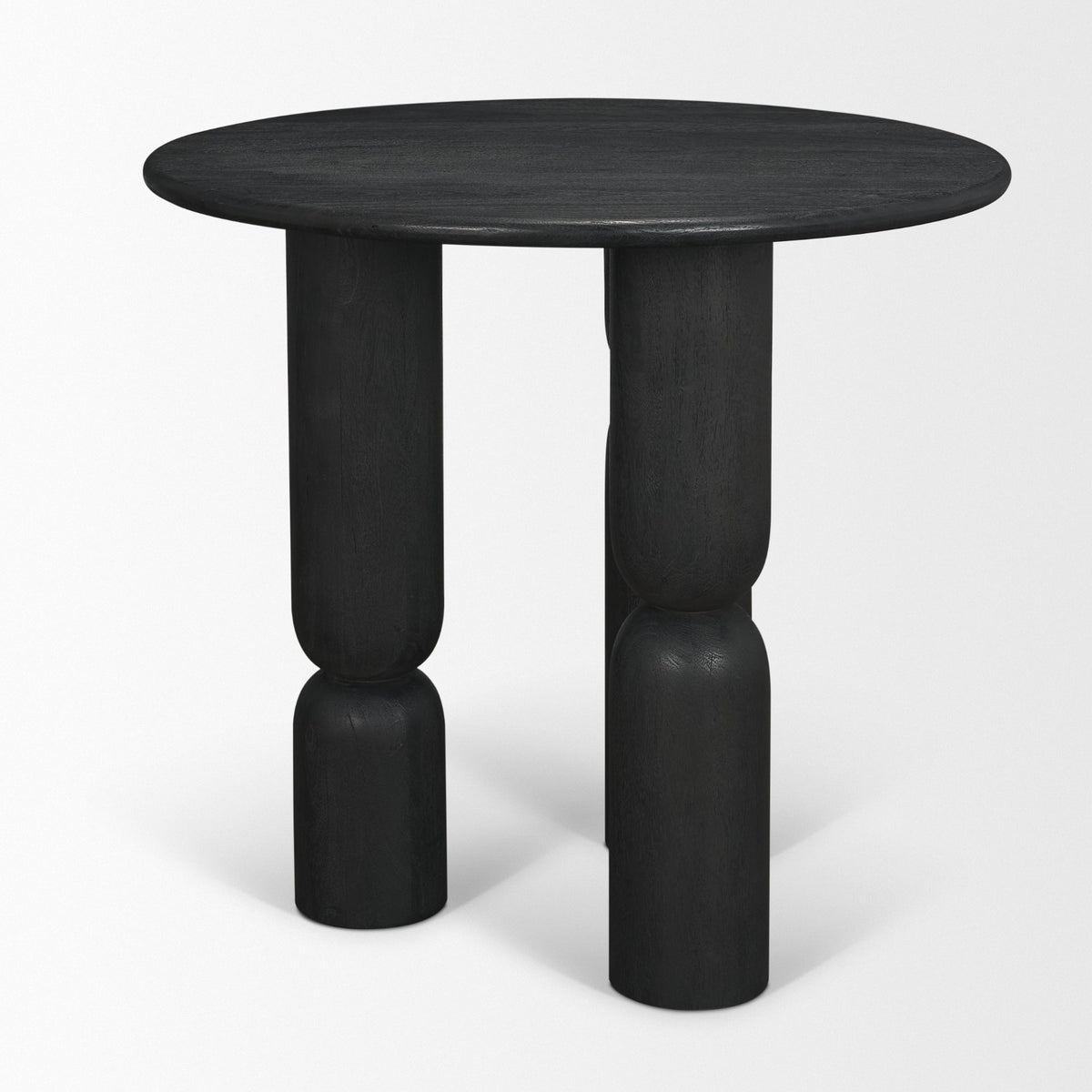 Sonel Matte Black Wood Pedestal Foyer Table