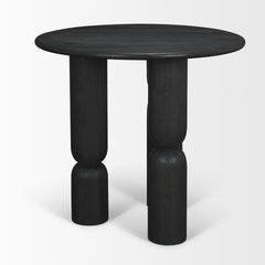 Sonel Matte Black Wood Pedestal Foyer Table