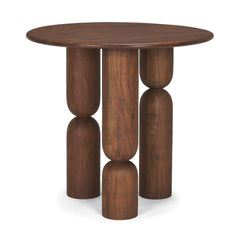 Sonel Medium Dark Brown Pedestal Acacia Wood Foyer Table