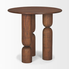 Sonel Medium Dark Brown Pedestal Acacia Wood Foyer Table