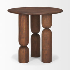Sonel Medium Dark Brown Pedestal Acacia Wood Foyer Table