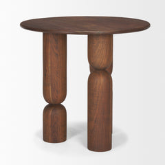 Sonel Medium Dark Brown Pedestal Acacia Wood Foyer Table