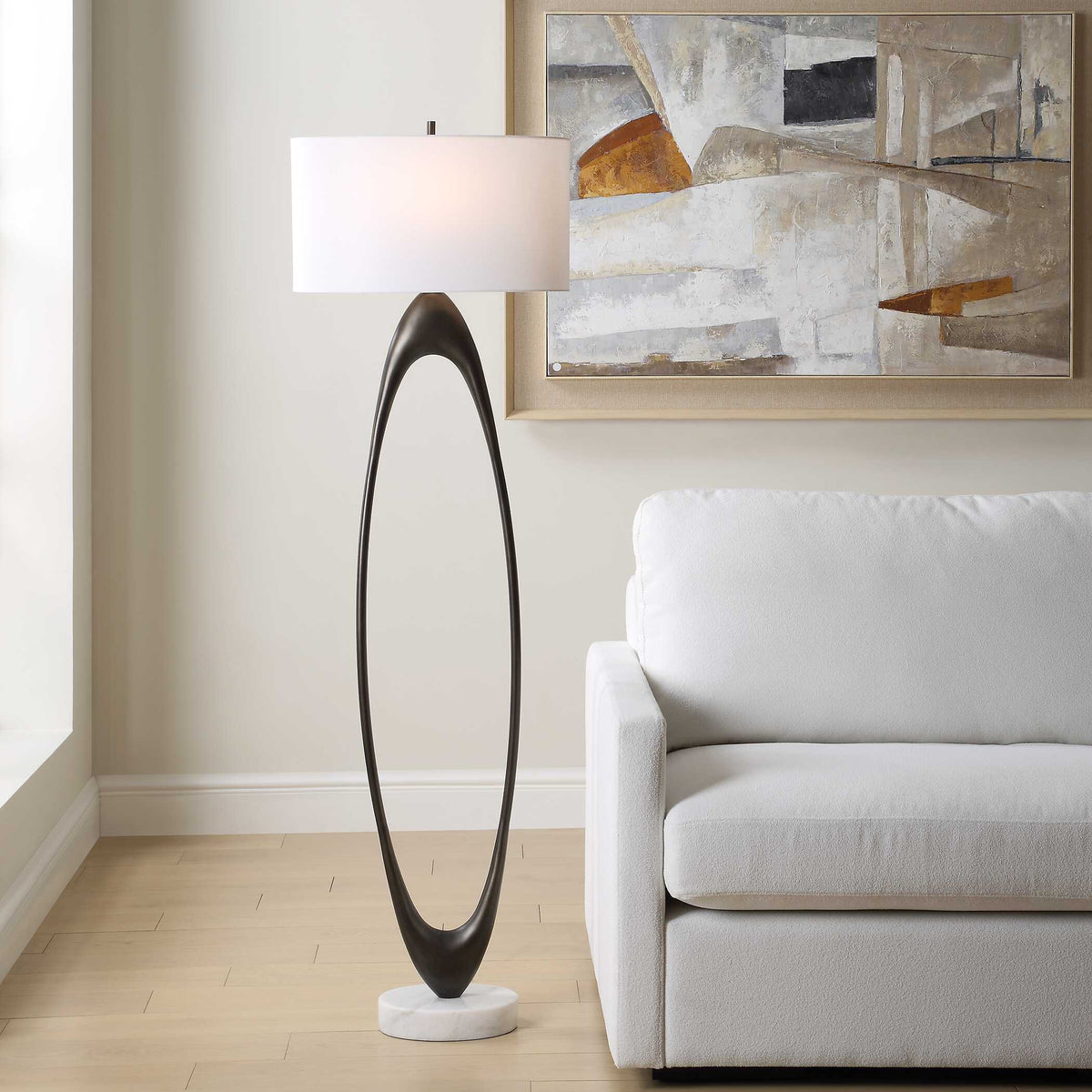 Sonic Bronze Open Oval Floor Lamp - Ornate Home