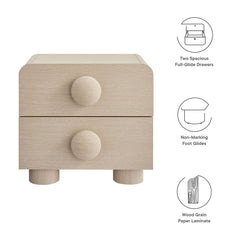 Sonnet Ash 2-Drawer Nightstand - Ornate Home