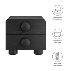 Sonnet Black 2-Drawer Nightstand - Ornate Home