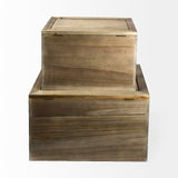 Sonny Brown Wood and Wicker with Metal Detail Rectangular Boxes (Set of 2) - Ornate Home