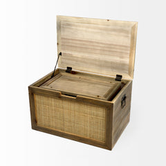 Sonny Brown Wood and Wicker with Metal Detail Rectangular Boxes (Set of 2) - Ornate Home