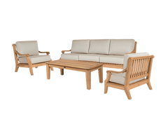 Sonoma 3-Person Teak Antique Beige Outdoor Sofa with Sunbrella® Cushion - Ornate Home