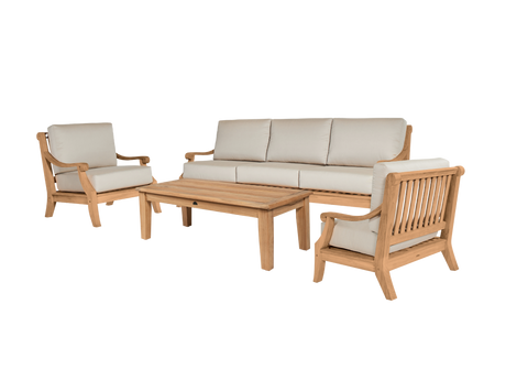 Sonoma 3-Person Teak Antique Beige Outdoor Sofa with Sunbrella® Cushion - Ornate Home