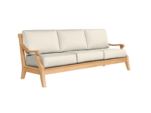 Sonoma 3-Person Teak Canvas Outdoor Sofa with Sunbrella® Cushion - Ornate Home