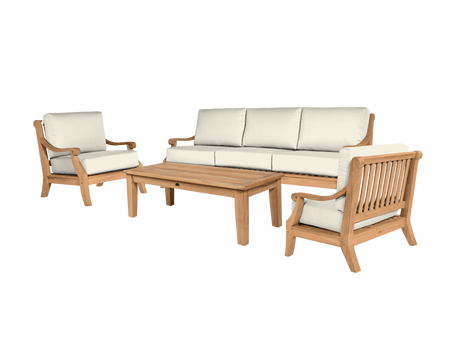 Sonoma 3-Person Teak Canvas Outdoor Sofa with Sunbrella® Cushion - Ornate Home