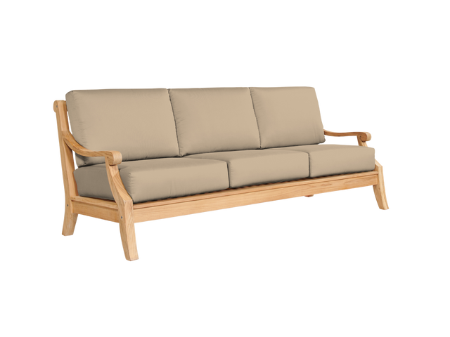 Sonoma 3-Person Teak Fawn Outdoor Sofa with Sunbrella® Cushion - Ornate Home