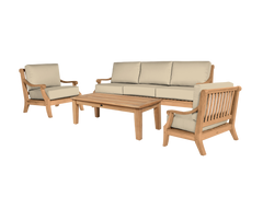 Sonoma 3-Person Teak Fawn Outdoor Sofa with Sunbrella® Cushion - Ornate Home