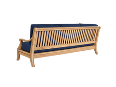 Sonoma 3-Person Teak Navy Outdoor Sofa with Sunbrella® Cushion - Ornate Home