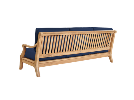 Sonoma 3-Person Teak Navy Outdoor Sofa with Sunbrella® Cushion - Ornate Home