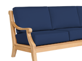 Sonoma 3-Person Teak Navy Outdoor Sofa with Sunbrella® Cushion - Ornate Home