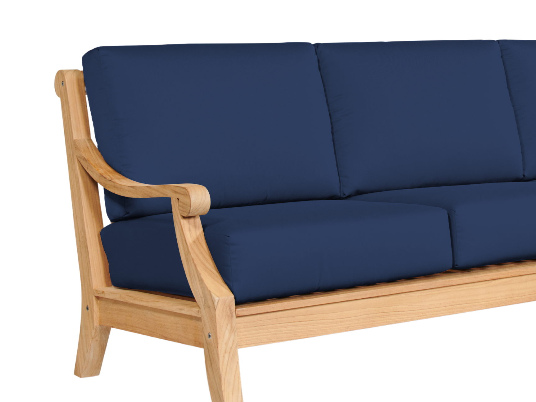 Sonoma 3-Person Teak Navy Outdoor Sofa with Sunbrella® Cushion - Ornate Home
