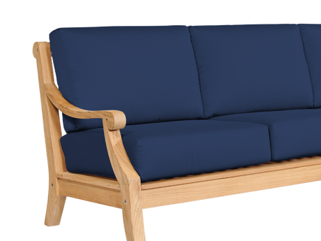 Sonoma 3-Person Teak Navy Outdoor Sofa with Sunbrella® Cushion - Ornate Home
