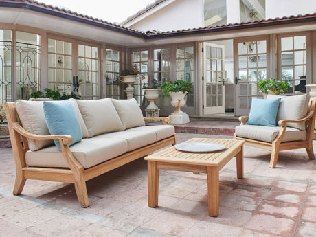 Sonoma 4-Piece Teak Antique Beige Outdoor Patio Deep Seating Set with Sunbrella® Cushion - Ornate Home