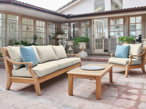 Sonoma 4-Piece Teak Canvas Outdoor Patio Deep Seating Set with Sunbrella® Cushion - Ornate Home