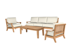 Sonoma 4-Piece Teak Canvas Outdoor Patio Deep Seating Set with Sunbrella® Cushion - Ornate Home