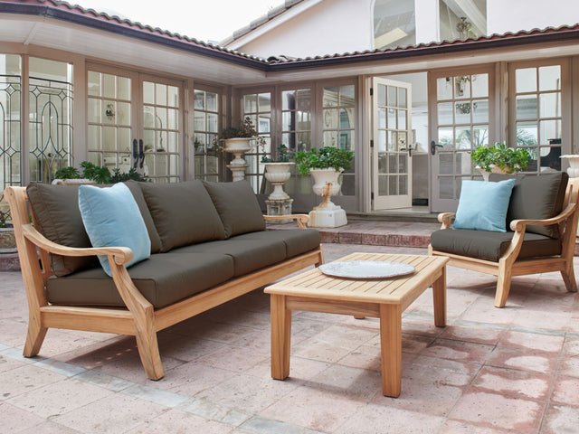 Sonoma 4-Piece Teak Charcoal Outdoor Patio Deep Seating Set with Sunbrella® Cushion - Ornate Home