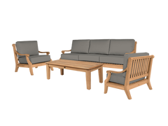 Sonoma 4-Piece Teak Charcoal Outdoor Patio Deep Seating Set with Sunbrella® Cushion - Ornate Home