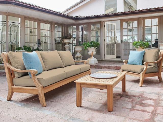 Sonoma 4-Piece Teak Fawn Outdoor Patio Deep Seating Set with Sunbrella® Cushion - Ornate Home