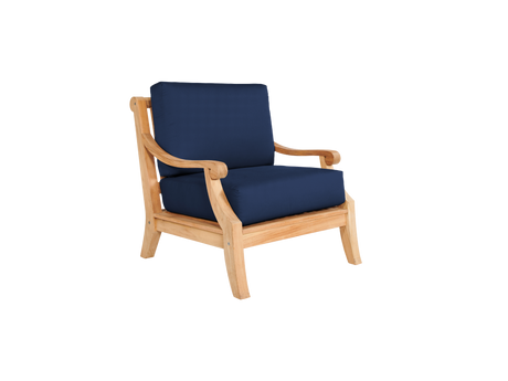 Sonoma 4-Piece Teak Navy Outdoor Patio Deep Seating Set with Sunbrella® Cushion - Ornate Home