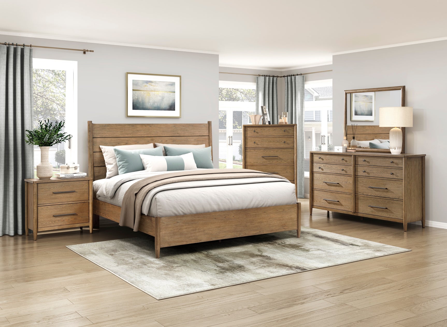 Sonoma Brown/Light Gray 5-Piece Queen Bedroom Set - Ornate Home