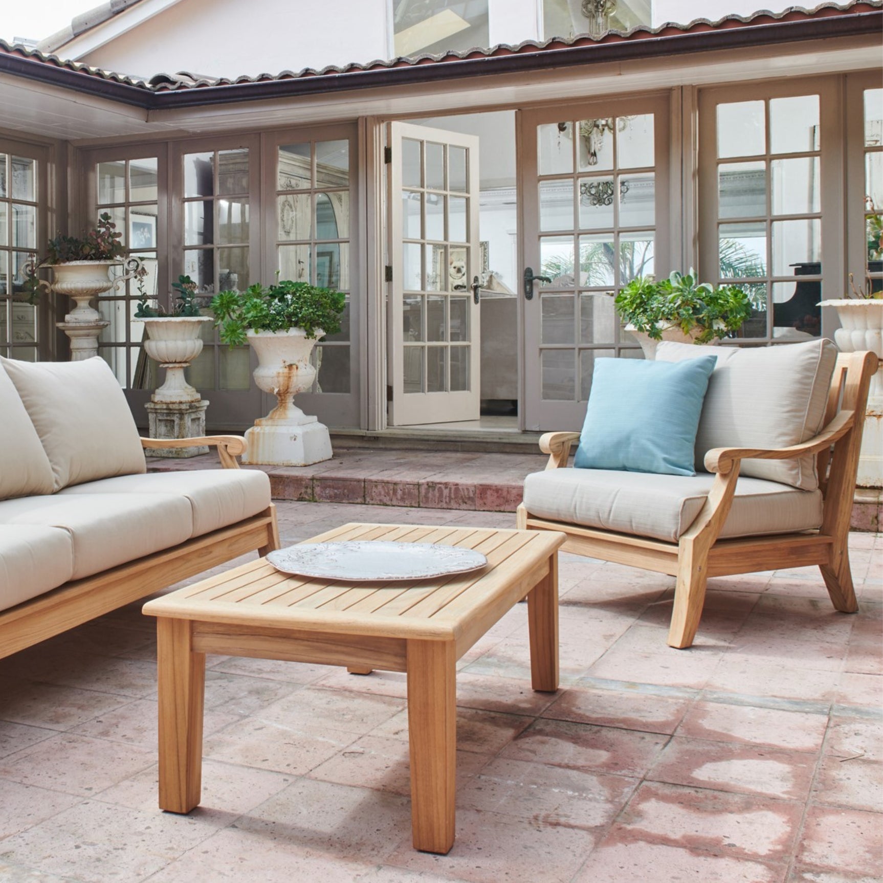 Sonoma Teak Antique Beige Outdoor Club Chair with Sunbrella® Cushion - Ornate Home