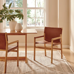 Sonora Chestnut Tan Leather Dining Chair - Ornate Home
