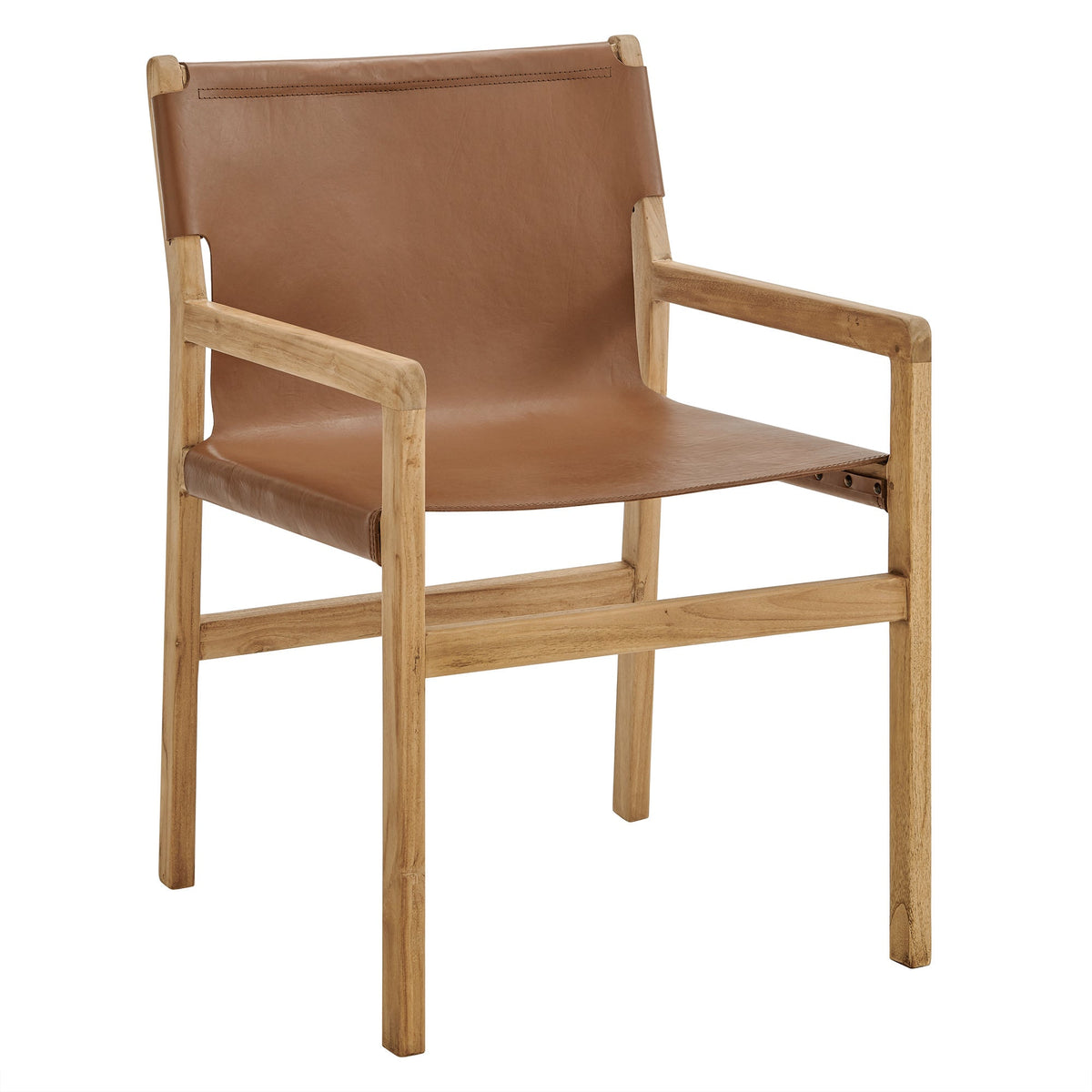 Sonora Chestnut Tan Leather Dining Chair - Ornate Home